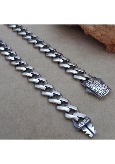 925 Ayar Gümüş Özel Kutu Kilitli Gurmet Model Erkek Kolye 8.5 Mm