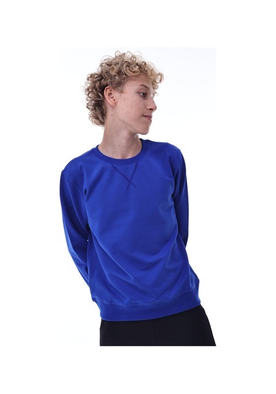 Mavi Erkek Çocuk Sweatshirt Rahat Kalıp Pamuklu İki İplik Kumaş Mavi