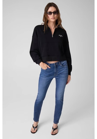 Guess Yarım Fermuarlı Siyah Kadın Sweatshirt W6yq05k3862