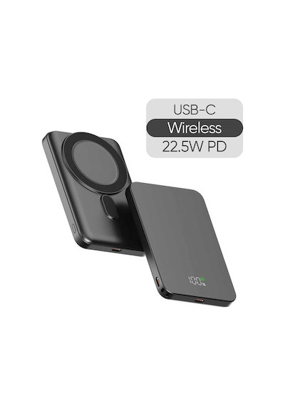 Snp-3020 Magsafe Powerbank 5000mah Slim 22.5w Hızlı Şarj Led Ekran Ince Powerbank Şarj Cihazı Siyah