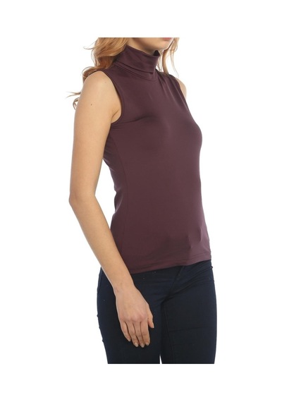 Bulalgiy Kadın Bordo Basic Boğazlı Tişört - Bga030318