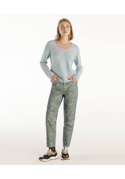Yargıcı Normal Bel Düz Kalıp Denim Pantolon Yeşil Desenli Yeşil