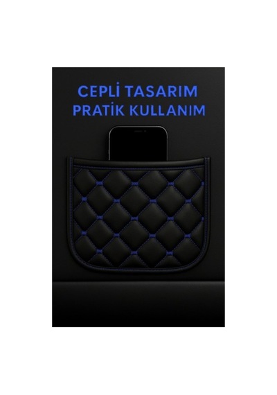 Suni Deri Oto Koltuk Minderi Silinebilir Leke Tutmaz Kapitone 2'li Siyah Turuncu