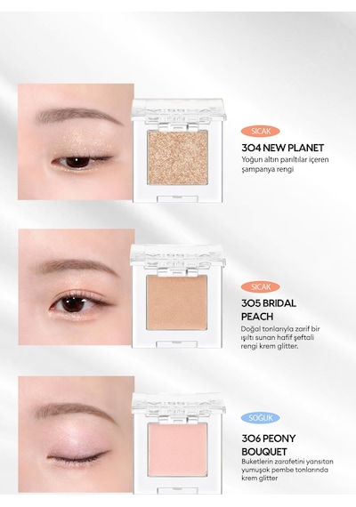 Kalıcı, Topaklanma Yapmayan, Simli Tekli Far Modern Shadow Glitter 303 Rose Space 303
