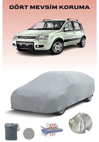 Gri Fiat Panda 3 Araba Brandası, Oto Örtüsü, Araba Çadırı Gri