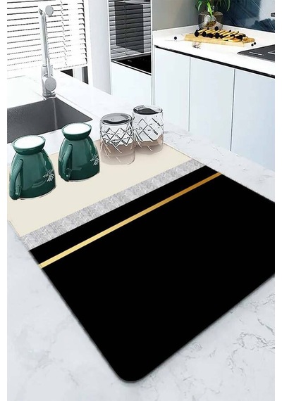 Siyah Modern Microfiber Bulaşık Kurutma Kurulama Matı Mm009n11