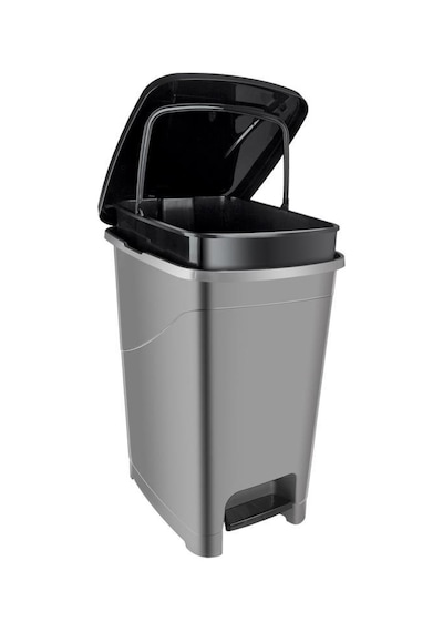 Omnipazar Srl-3030 Slim Pedallı Plastik Çöp Kovası İç Kovalı 40 Lt Antrasit