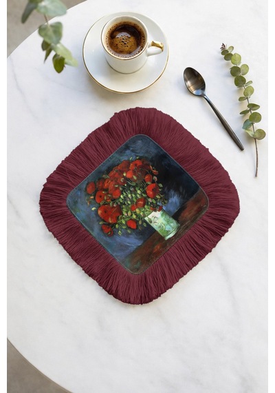 Sanatsal Çiçek Aranjmanlı Püsküllü Sunum Peçetesi-vintage Stil Bordo Rustik Bardak Altlığı Mendil Koyu Fırtına Siyah Sanatsal Çiçek Aranjmanlı Püsküllü Sunum Peçetesi-vintage Stil Bordo Rustik Bardak Altlığı Mendil Koyu Fırtına Siyah