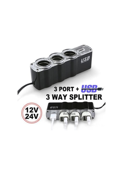 Araba Araç Oto Çakmak  Çoklayıcı Çoğaltıcı Soketi Usb Çakmaklık