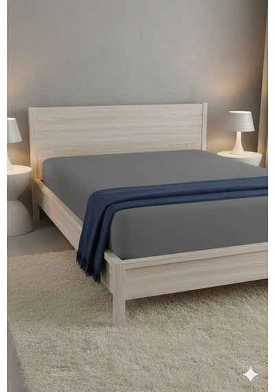 %100 Pamuk Ranforce Premium Çift Kişilik Çarşaf - Koyu Gri Koyu Gri