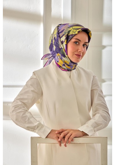 Silk Home Twill İpek Eşarp 11483-42 Mor, Fuşya, Asit, Koyu Yeşil, Lila, Butter Yellow