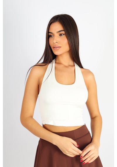 Soft&Basic Boyundan Bağlamalı Bordo Bluz Ekru