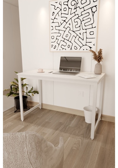 Çalışma Masası Bilgisayar Ofis Masası 60 X 120 Cm Beyaz - Beyaz