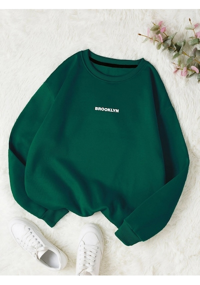 Startmore Haki Unisex Kadın/erkek Brooklyn Özel Renkli Oversize Bisiklet Yaka Pamuklu