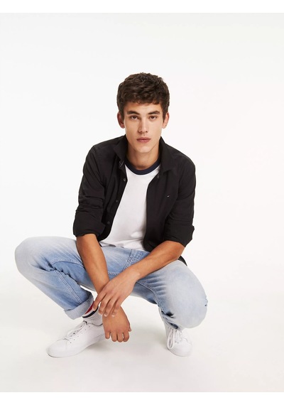 Tommy Hilfiger Tjm Orıgınal Stretch Shırt Casual Shirts Siyah