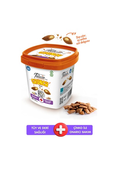 Tüy Yumağı Önleyici Deri Ve Tüy Sağlığı Beauty Kedi Crunch Ödül Maması Tavuklu & Somonlu 100 Gr