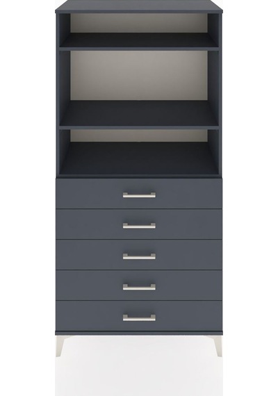 Hyperion Dolap 3 Raflı 5 Çekmeceli 88x44x182 Antrasit-antrasit Antrasit