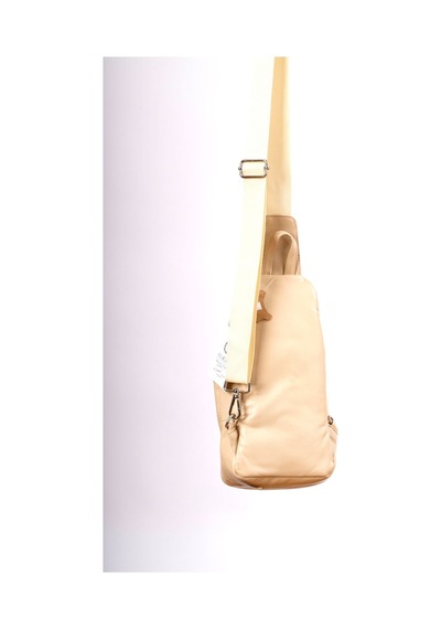 Unisex Krem Hakiki Deri Çapraz Badybag Omuz Ve Göğüs Çantası Usb Çıkışlı Bej