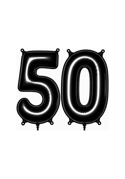 50 Rakam Folyo Balon Siyah Rengi 76 Cm