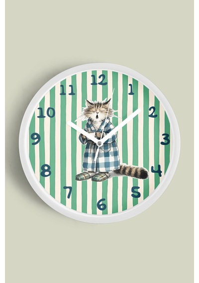 Kedi Tasarım Modern Çocuk Odası Duvar Saati - 30cm - Önü Camlı Beyaz Kasa - Sessiz Mekanizma-jh0862 Beyaz