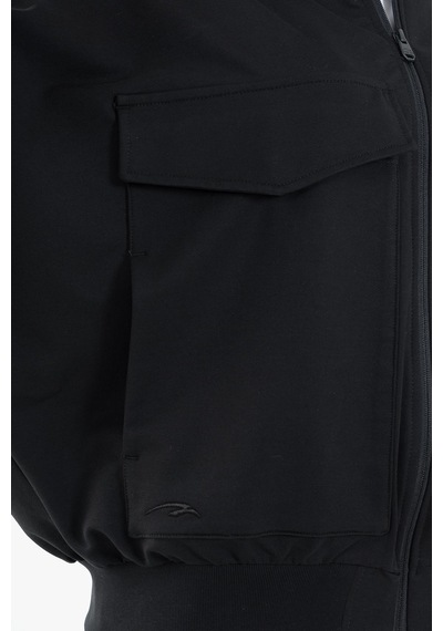 Maraton Sportswear Oversize Kadın Dik Yaka Uzun Kol Basic Siyah Tracktop 22176-siyah Siyah