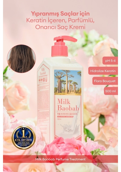Yıpranmış Saçı Onaran Parfümlü Keratinli Saç Kremi Mılk Baobab Perfume Treatment Flora Bouquet