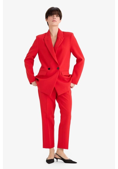 Defacto Carrot Fit Fermuarlı Yüksek Bel Dar Paça Crop Pantolon C2466ax25aurd79 Kırmızı-rd79