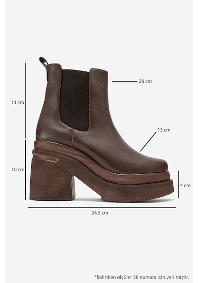 Luvishoes Luvi Shoes Emma Kahverengi Cilt Kadın Platform Topuklu Bot Kahverengi Deri