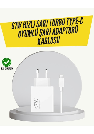 67w Turbo Hızlı Şarj Adaptörü Ve Type-c Kablo Güvenli Şarj Teknolojisi 03361724