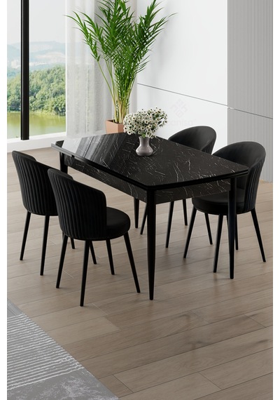 Canisa Asfel Serisi Mdf 77x130 Siyah Mermer Desen Yandan Açılabilir Mutfak Masa Takımı 4 Siyah Sandalye Siyah Mermer Masa Siyah Sandalye Canisa Asfel Serisi Mdf 77x130 Siyah Mermer Desen Yandan Açılabilir Mutfak Masa Takımı 4 Siyah Sandalye Siyah Mermer Masa Siyah Sandalye