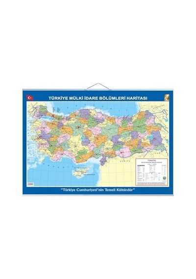 Büyük Türkiye Haritası 70x100 Cm Çift Taraflı Çıtalı Askılı Hem Siyasi Hem Fiziki, Çok Renkli 1000 x 1500 CM