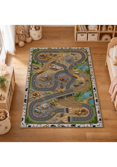 Kartela Halı İnşaat Alanı Kaymaz Taban Çocuk Oyun Halısı - 60 x 90 CM