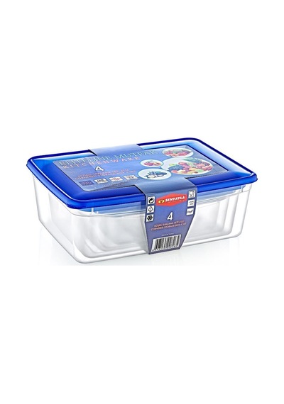 Omnipazar Sy-2826 Plastik Şeffaf Renkli Köşeli Saklama Kabı 4 Lü Set Şeffaf
