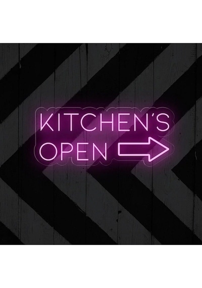 Kıtchen's Open Yazılı Ve Şekilli Neon Tabela Pembe
