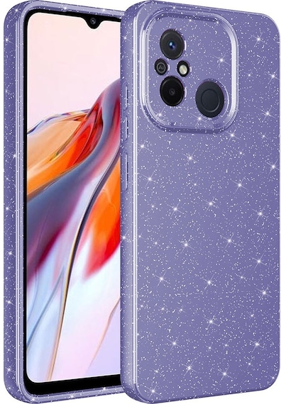 Lexroo Xiaomi Redmi 12c Kılıf Kamera Korumalı Simli Lüks Koton Kılıf - Lila