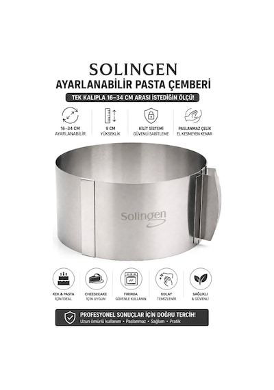 Ayarlanabilir Metal Kek Kalıp 16-34cm 4741 Altın - Gri