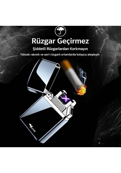 Valkyrie Çift Ark Plazma Şarjlı Çakmak Rüzgâr Geçirmez, Dokunmatik, Usb Şarjlı Mini Çok Renkli