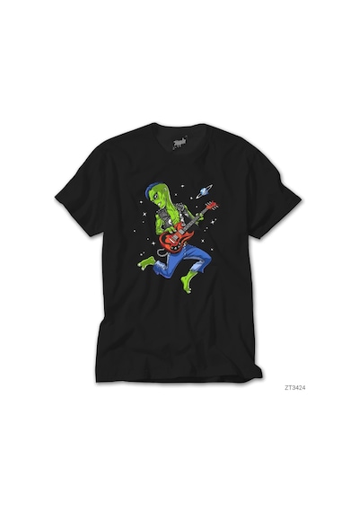 Alien Guitar Siyah Tişört Siyah