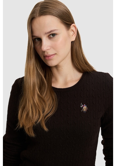 U.S. Polo Assn. Kadın Koyu Kahverengi Basic Kazak 50331602-vr084