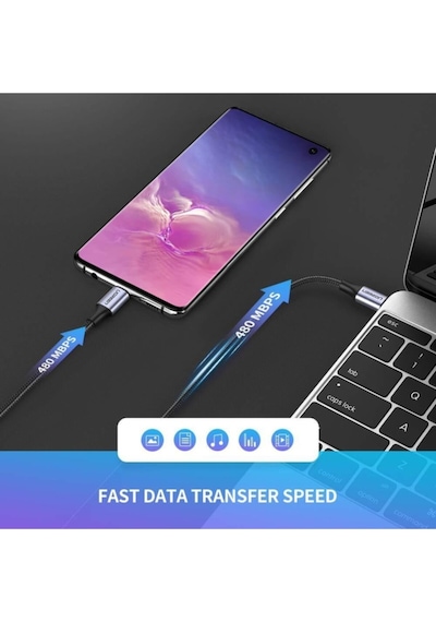Type-c To Type-c 3a Hızlı Data Ve Şarj Kablosu 1 Metre