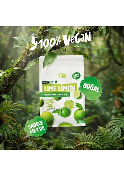 Dondurularak Kurutulmuş Lime Limon 16 G Freeze Dried Meyve Cipsi Çıtır Meyve Kurusu 5 Adet 18 G