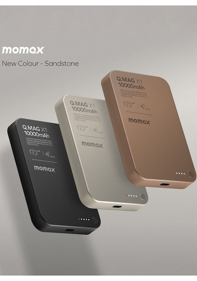 Momax IP117AL2 Q.Mag X1 10000 mAh Manyetik Kablosuz Powerbank Çöl Titanyumu
