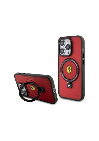 Apple Uyumlu iPhone 15 Pro Kılıf Ferrari M-safe Şarj Özellikli Standlı Buzlu Yüzey Dizayn Kapak Çok Renkli