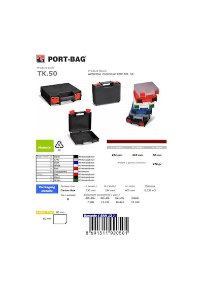 Portbag Tk50 Çok Amaçlı El Aleti Çantası - Elm-01-445577