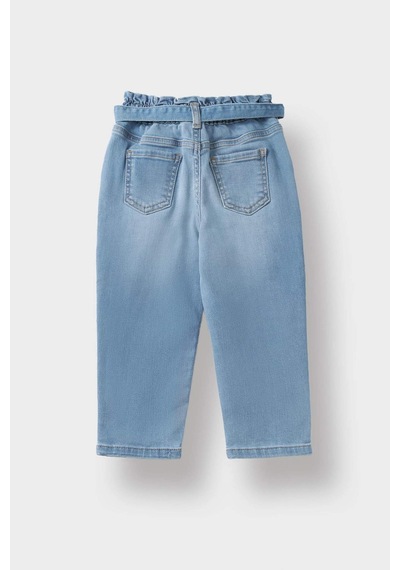 Defacto Paperbag Düz Paça Jean Pantolon Kız Bebek D1532A524AU Mavi