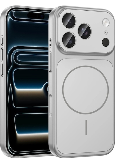 Apple Uyumlu iPad iPhone 17 Pro Kılıf Zore M-safe Şarj Özellikli Kamera Korumalı Formen Kapak Gümüş