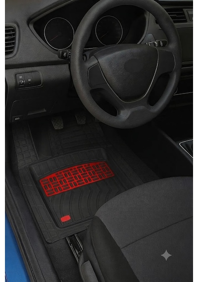 Audi A5 Sportback 2007 Uyumlu 4 Cm Derin Havuzlu 3d Universal Oto Paspas Siyah-kırmızı