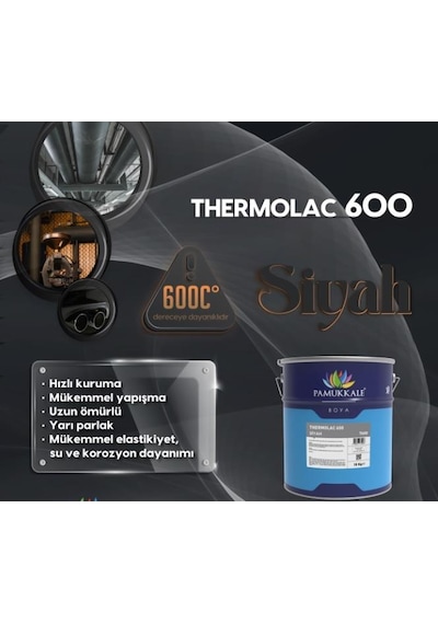 Pamukkale Thermolac 600 Derece Isıya Dayanıklı Boya 5 Kg Siyah