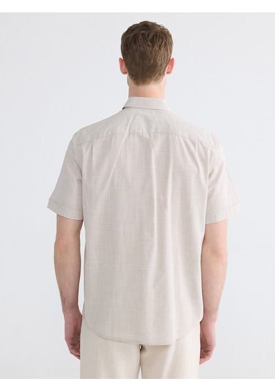 Lcwaıkıkı Classic Bej Regular Fit Erkek Keten Görünümlü Gömlek