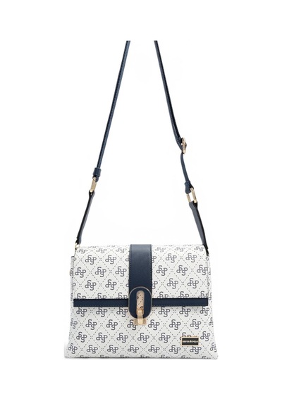 Silver & Polo Silver Polo Beyaz - Lacivert Monogram Kadın Çapraz Çanta Sp1287
